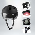 Load image into Gallery viewer, Crazy Safety Bicycle helmet Matte black / M/L (55-61cm) OAK E-Bike bicycle helmet with UV visor, LED lights, reflective straps, and Fidlock buckle