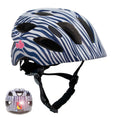 Load image into Gallery viewer, Crazy Safety Bicycle helmet Purple / M (54-58cm) Heartbeat Stripes children's helmet with light