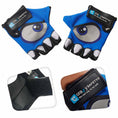 Load image into Gallery viewer, Product bundle: Blue dino bike helmet, protective gear, lock, and cycling gloves for kids.
