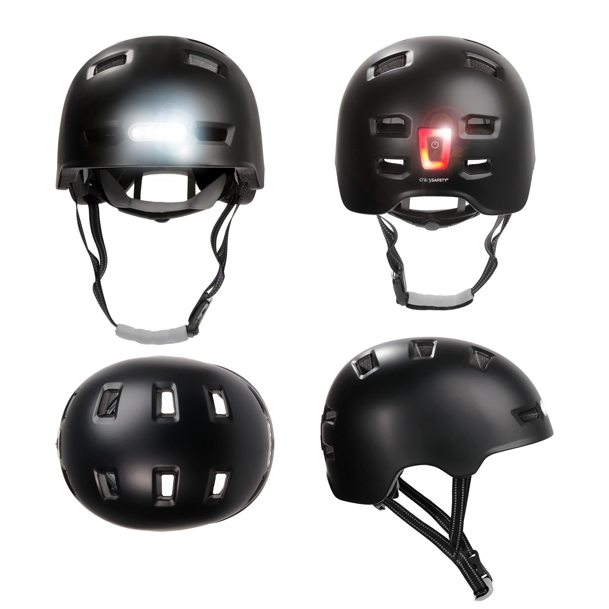 Vertigo urban bicycle helmet with front and rear lights