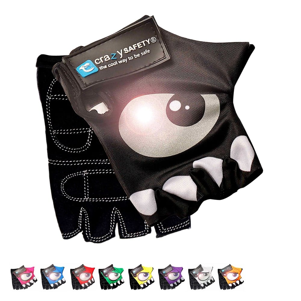 Crazy Safety Bicycle gloves Black Cycling gloves with reflective eyes