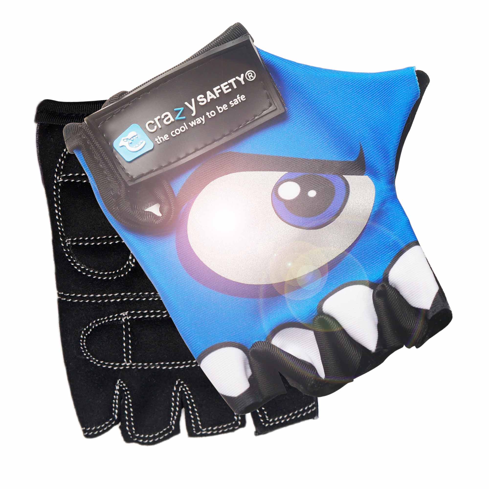 Crazy Safety Bicycle gloves Blue Cycling gloves with reflective eyes