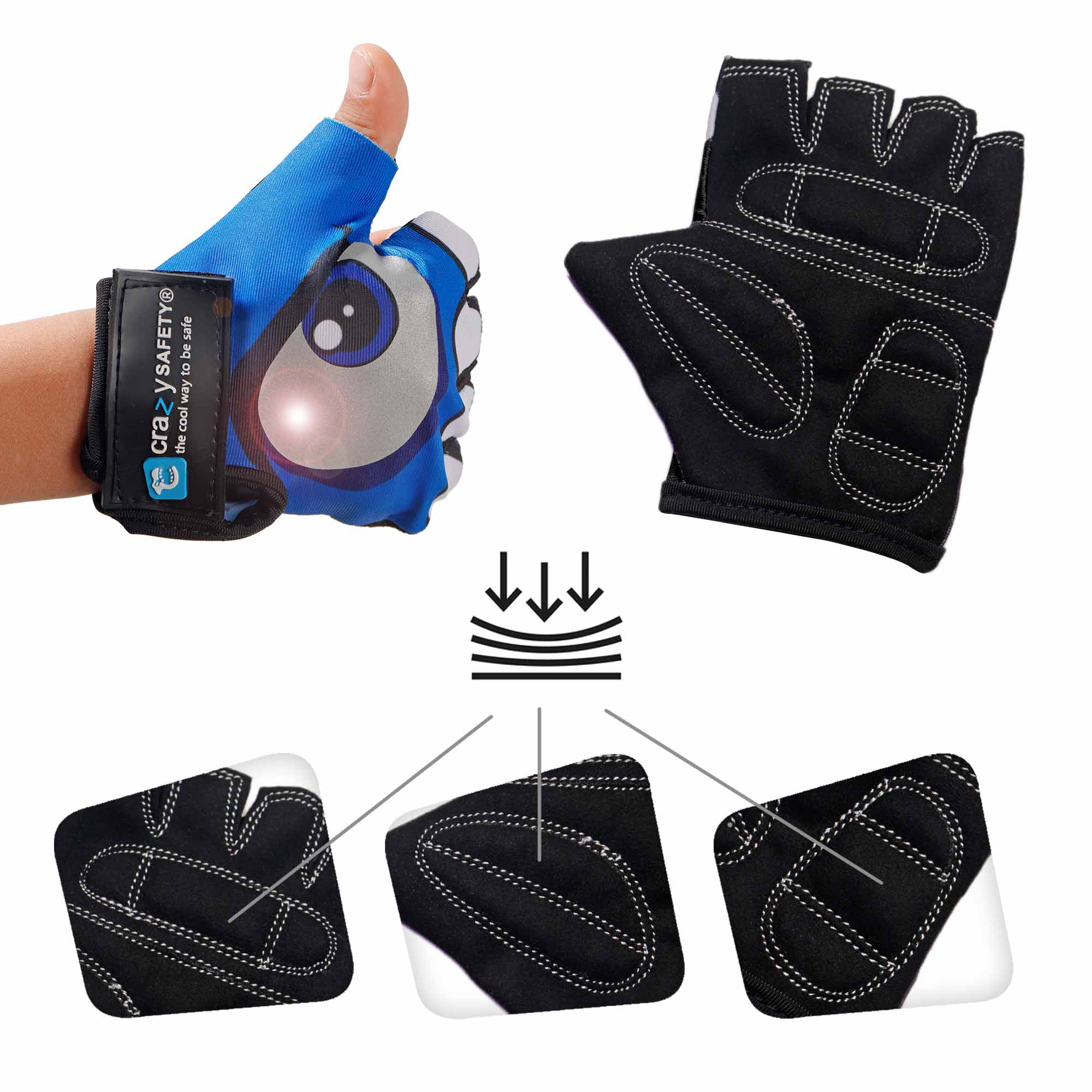 Crazy Safety Bicycle gloves Cycling gloves with reflective eyes