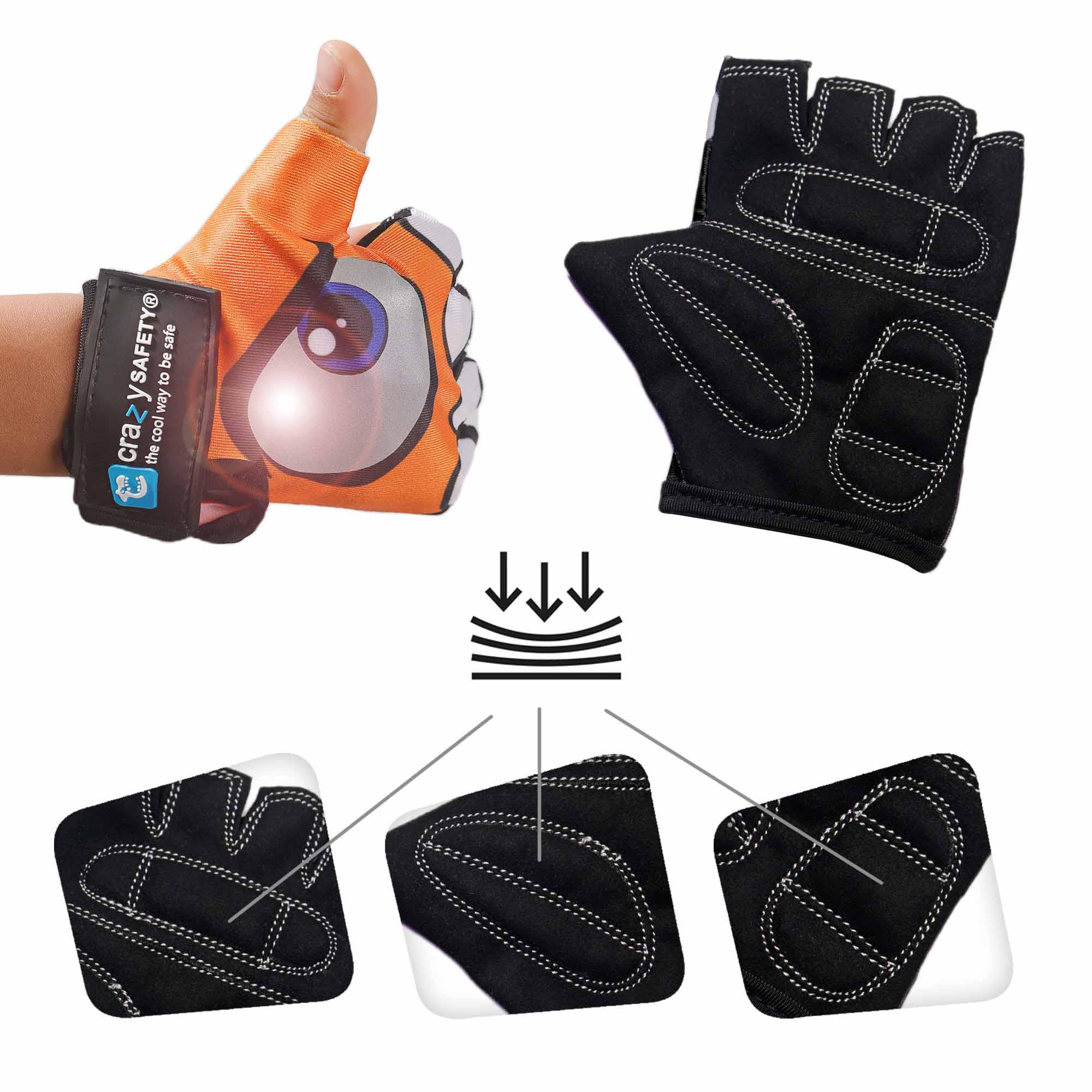 Crazy Safety Bicycle gloves Cycling gloves with reflective eyes