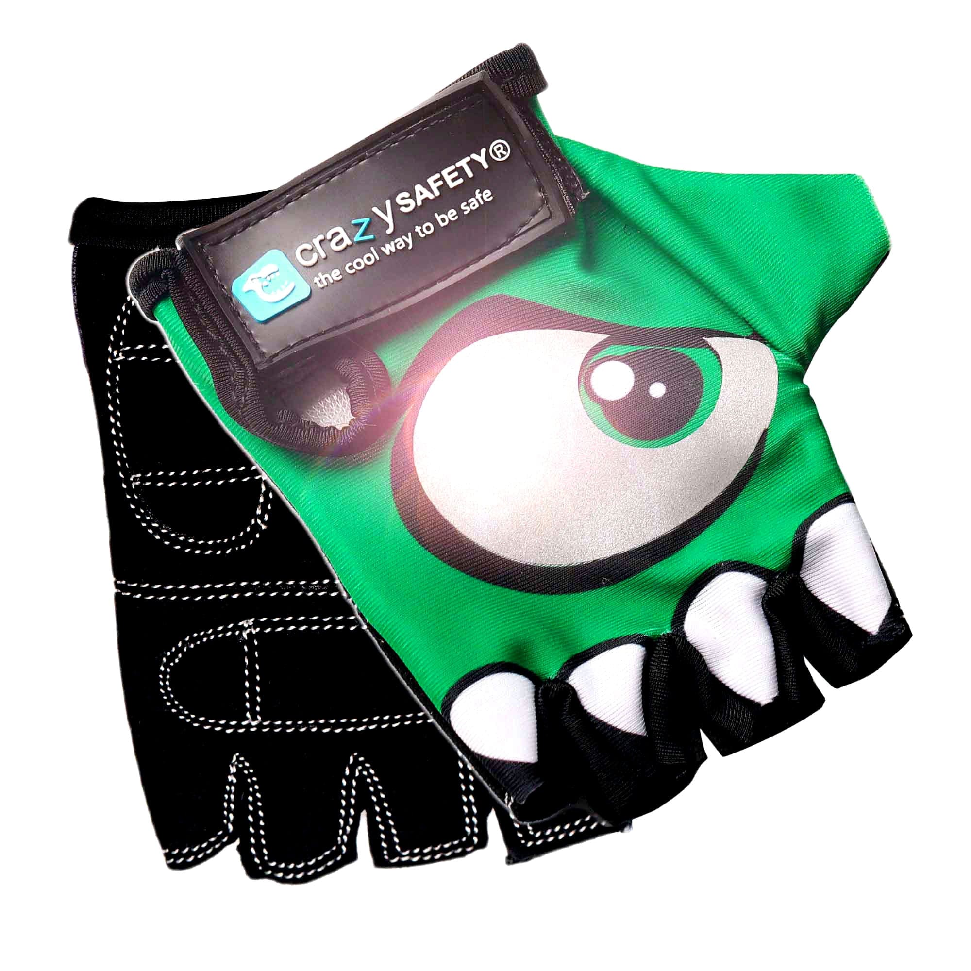 Crazy Safety Bicycle gloves Green Cycling gloves with reflective eyes