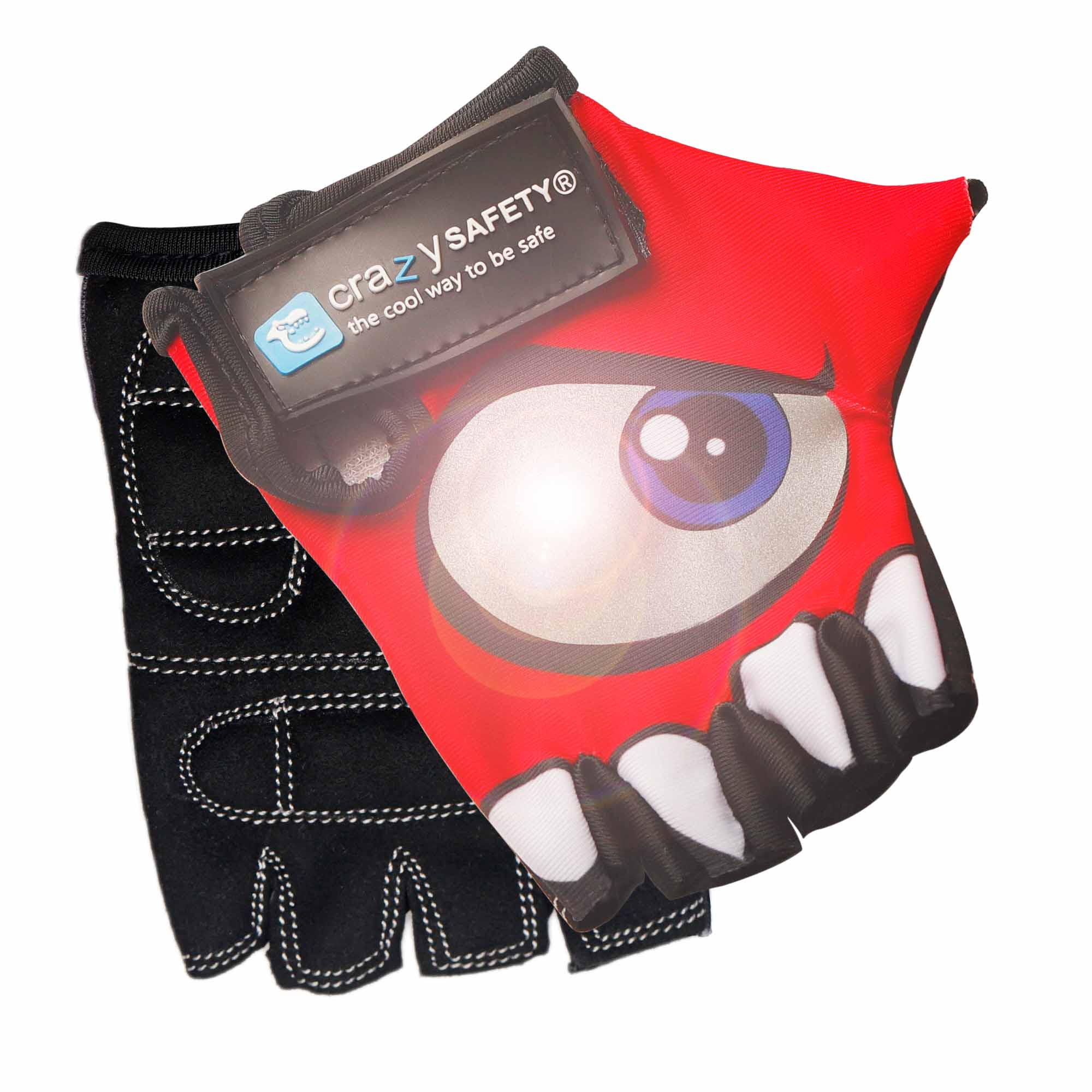 Crazy Safety Bicycle gloves Red Cycling gloves with reflective eyes