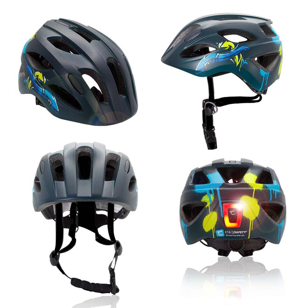 Crazy Safety Bicycle helmet Graffiti Splash children's helmet with light