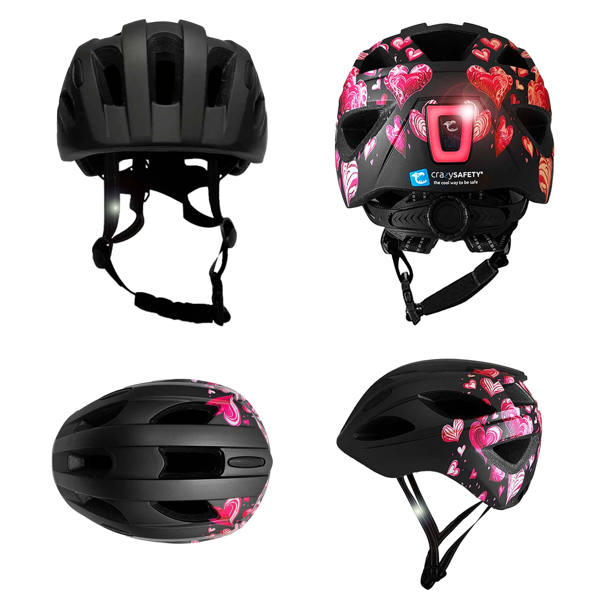 Crazy Safety Bicycle helmet Heartbeat Stripes children's helmet with light