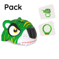 Laad afbeelding in Galerij weergave, Crazy Safety Bicycle helmet Product bundle: Green tiger bike helmet, lock, and tiger bell for children
